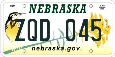 NE license plate ZQD045