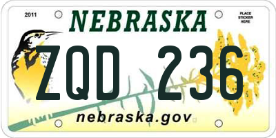 NE license plate ZQD236