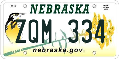 NE license plate ZQM334