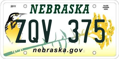 NE license plate ZQV375