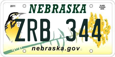 NE license plate ZRB344