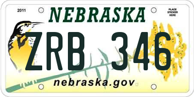 NE license plate ZRB346