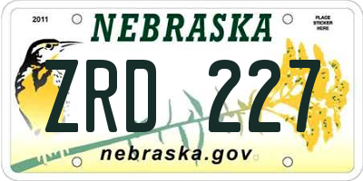 NE license plate ZRD227