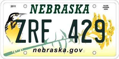 NE license plate ZRF429