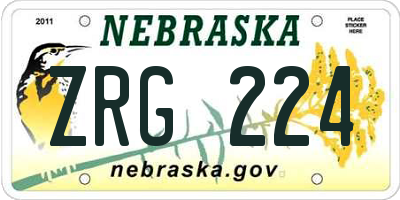 NE license plate ZRG224