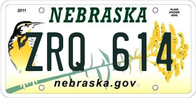 NE license plate ZRQ614