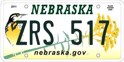NE license plate ZRS517