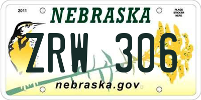 NE license plate ZRW306