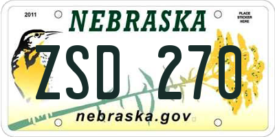 NE license plate ZSD270