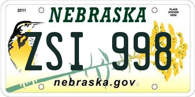 NE license plate ZSI998