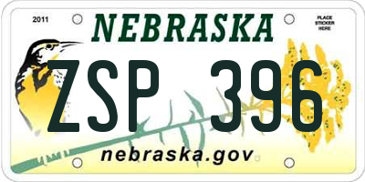 NE license plate ZSP396