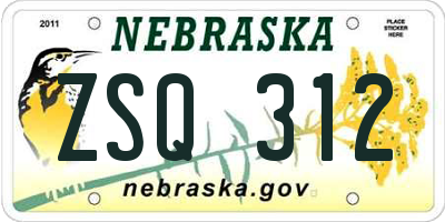 NE license plate ZSQ312