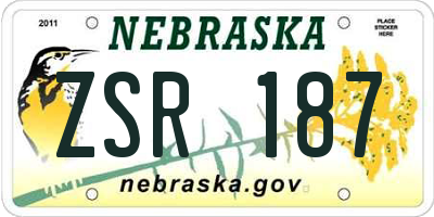 NE license plate ZSR187