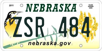 NE license plate ZSR484