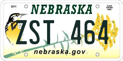 NE license plate ZST464