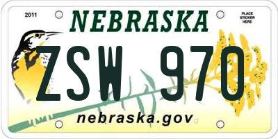 NE license plate ZSW970