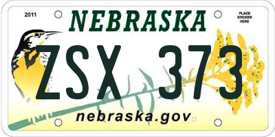NE license plate ZSX373