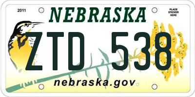 NE license plate ZTD538