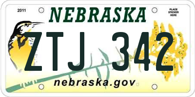 NE license plate ZTJ342