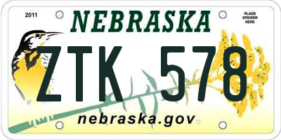 NE license plate ZTK578