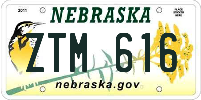 NE license plate ZTM616