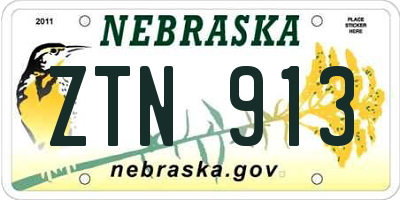 NE license plate ZTN913