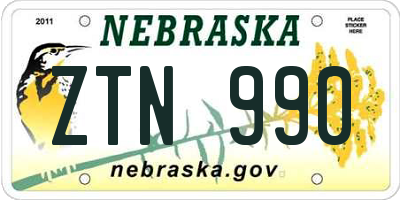NE license plate ZTN990