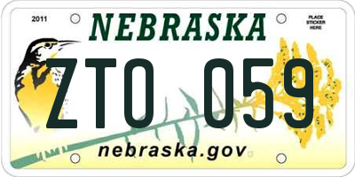 NE license plate ZTO059