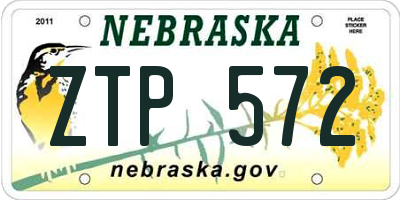 NE license plate ZTP572