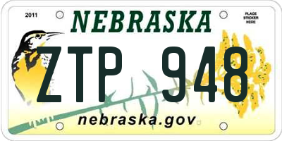 NE license plate ZTP948