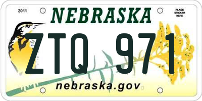 NE license plate ZTQ971
