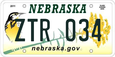 NE license plate ZTR034