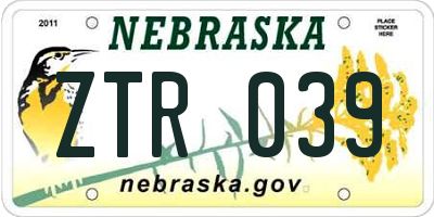 NE license plate ZTR039