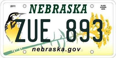 NE license plate ZUE893