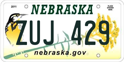 NE license plate ZUJ429