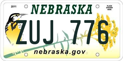 NE license plate ZUJ776