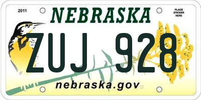 NE license plate ZUJ928