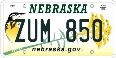 NE license plate ZUM850