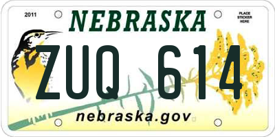 NE license plate ZUQ614