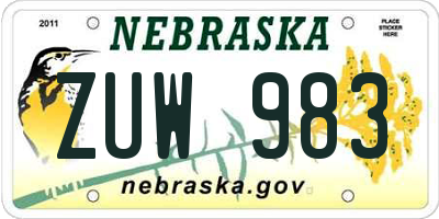 NE license plate ZUW983