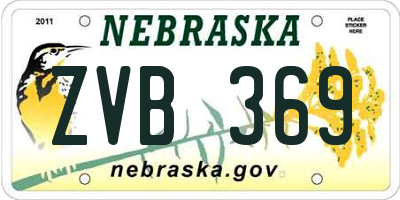 NE license plate ZVB369