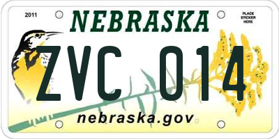 NE license plate ZVC014