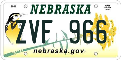 NE license plate ZVF966