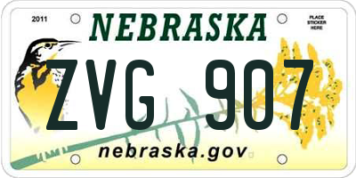 NE license plate ZVG907