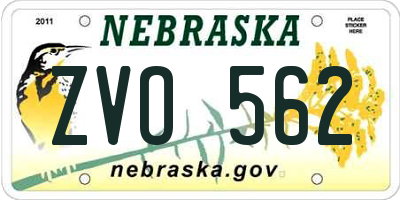 NE license plate ZVO562