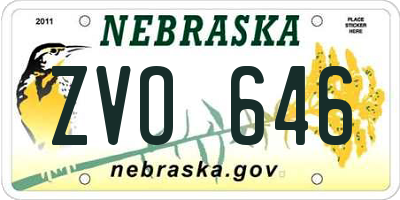NE license plate ZVO646