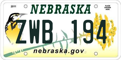 NE license plate ZWB194