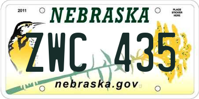 NE license plate ZWC435