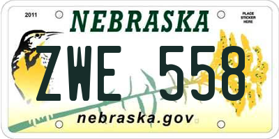 NE license plate ZWE558