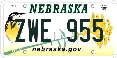 NE license plate ZWE955